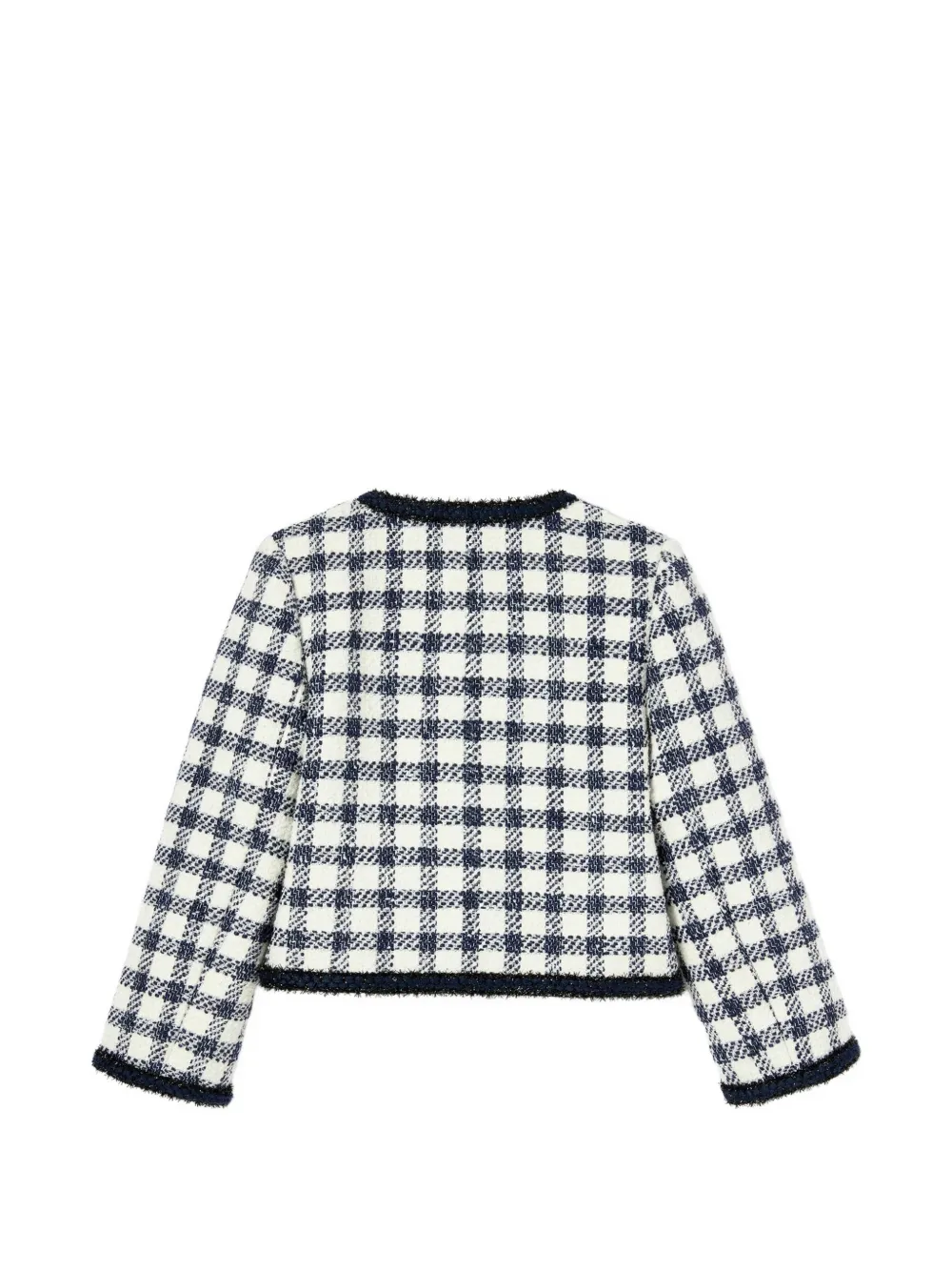 Self-Portrait Kids Geruit bouclé jack Wit