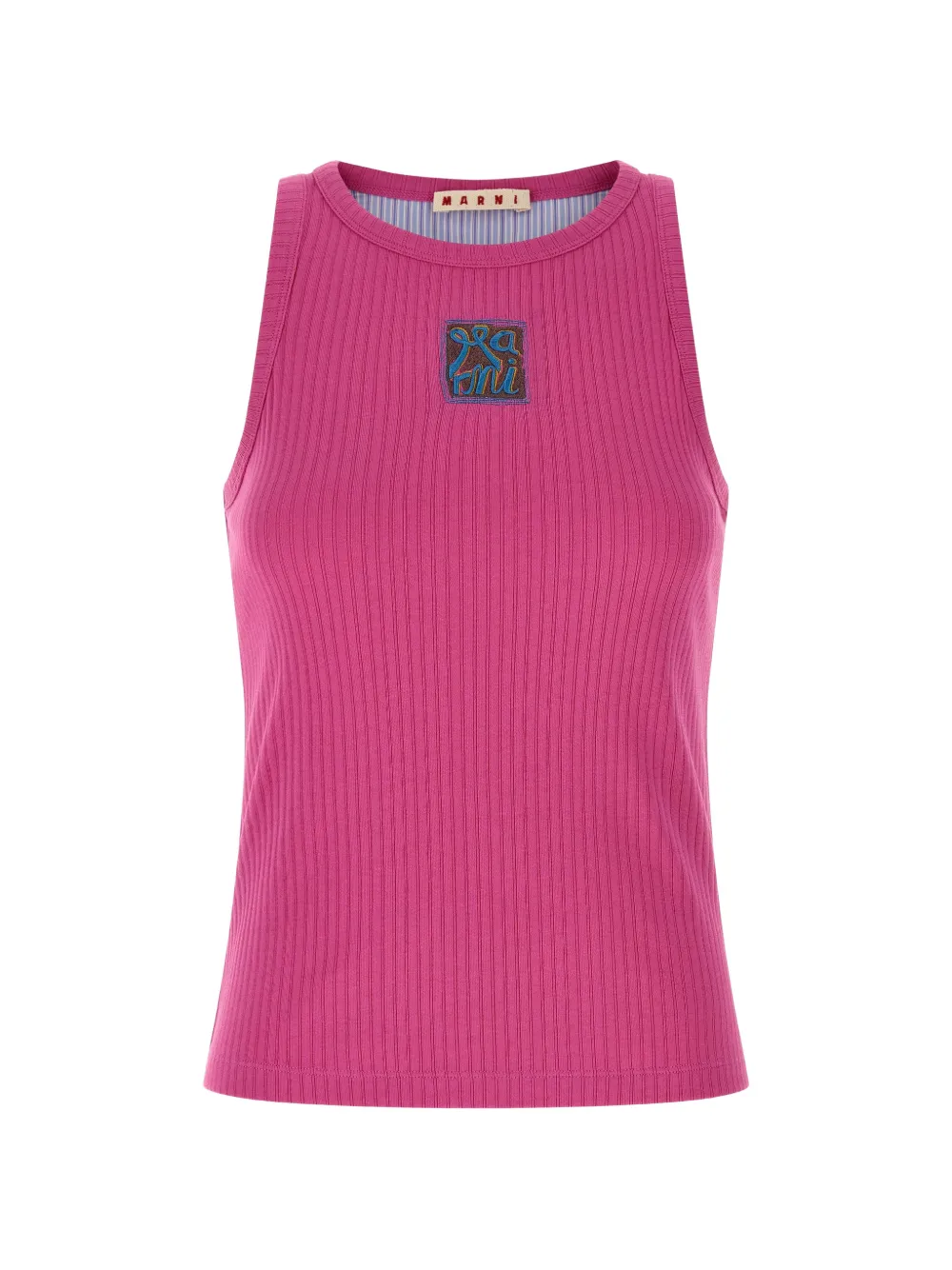 Marni ribbed logo patch tank top - Rosa