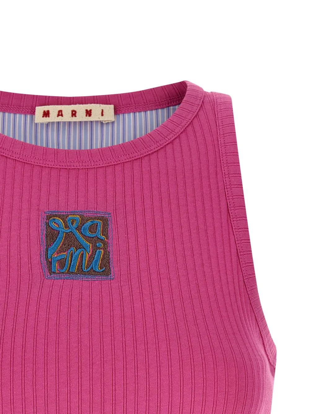 Marni Ribbed Logo Patch Tank Top - Pink 