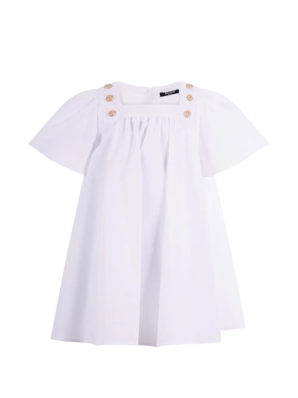 Balmain Kids button square-neck dress - Bianco