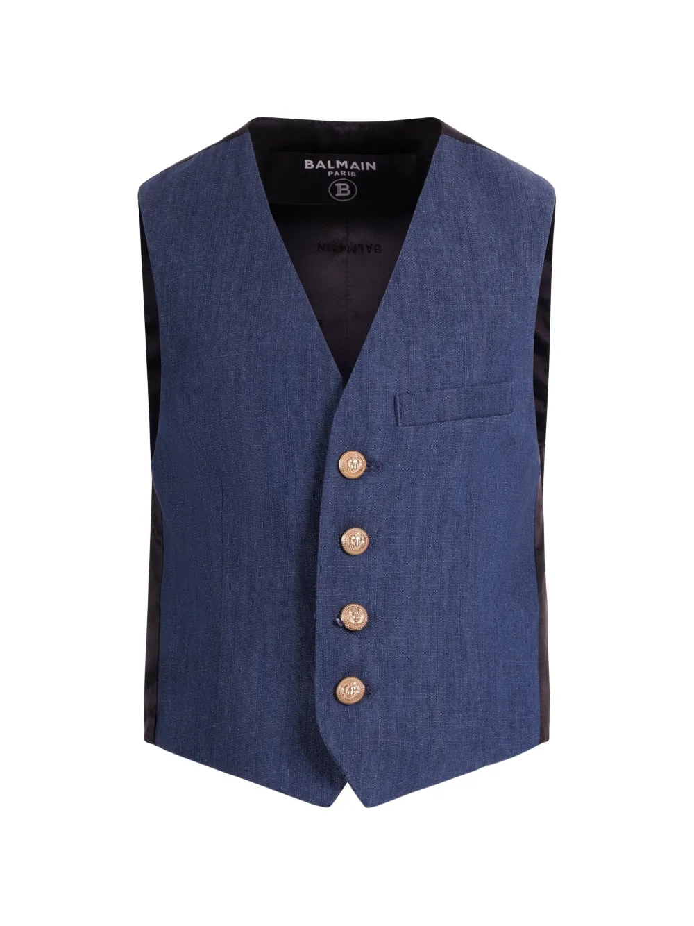 Balmain Kids button V-neck vest - Blu