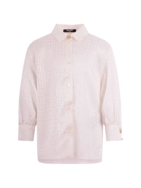 Balmain Kids camisa con monograma estampado y botones