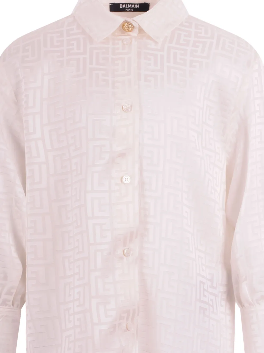  Balmain Kids Monogram-print Button Shirt - Neutrals 