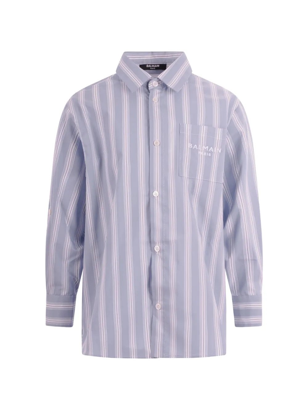 Balmain Kids striped pocket shirt - Blu