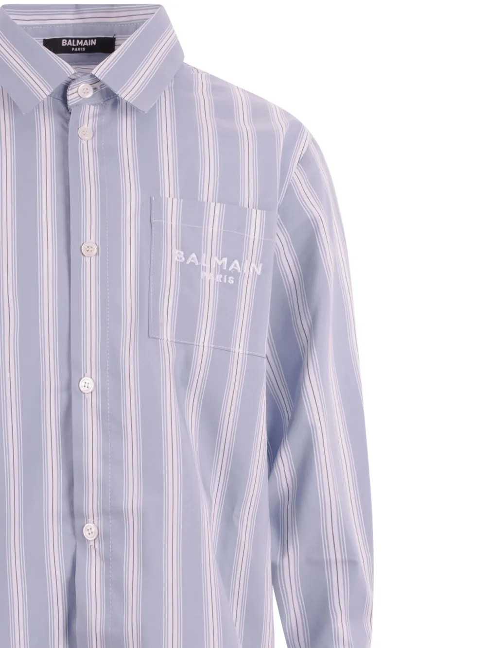 Balmain Kids Gestreept shirt met zak Blauw