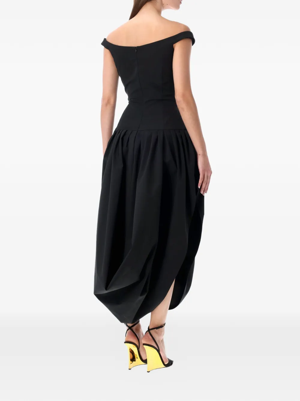 Magda Butrym off-shoulder neck midi dress - Zwart
