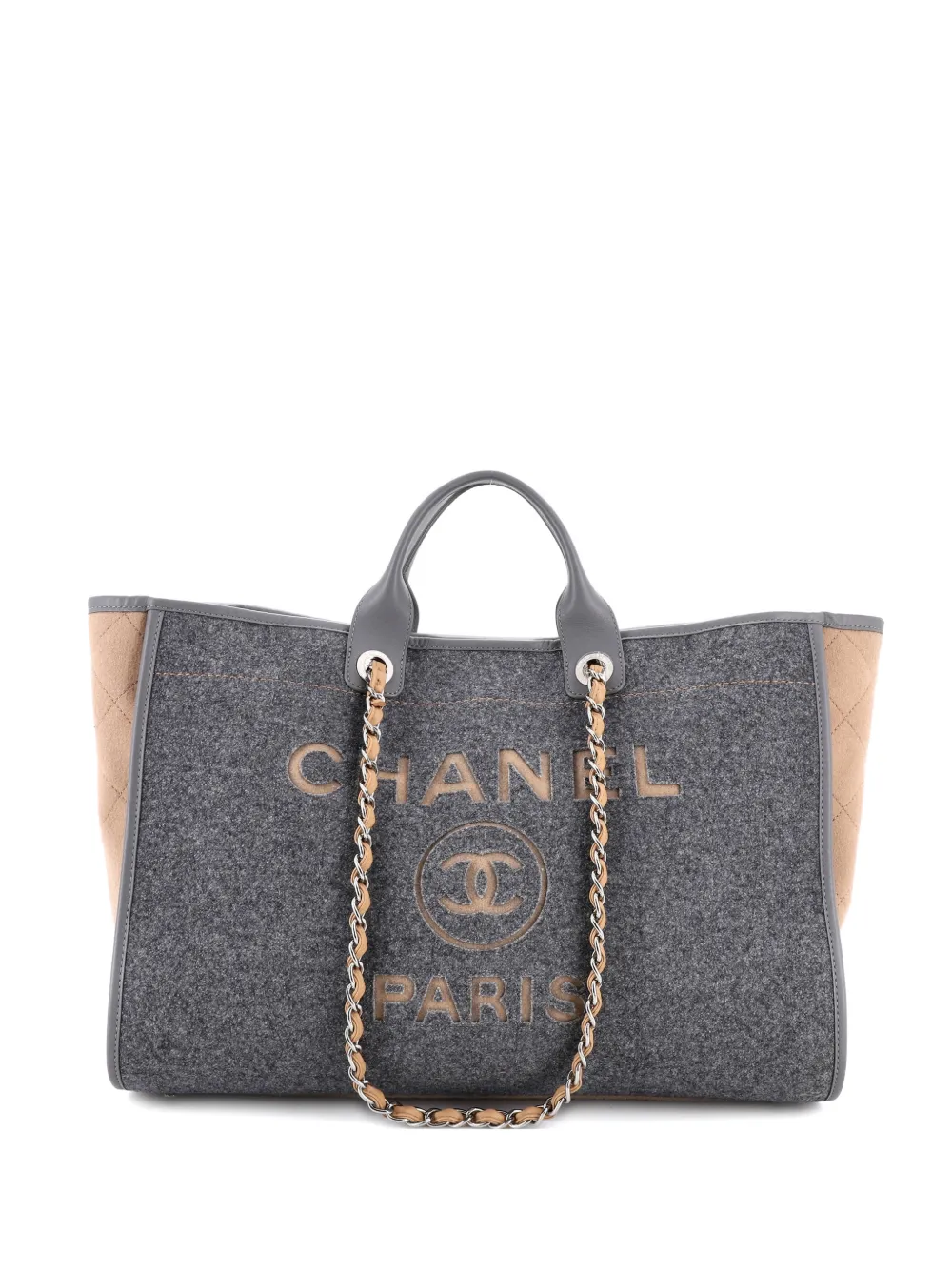 CHANEL Pre-Owned Borsa tote Deauville grande in lana - Grigio