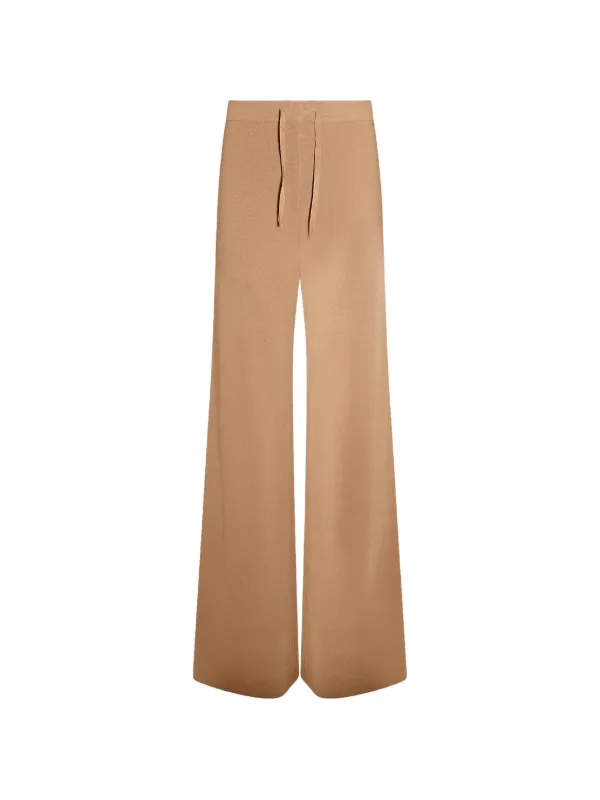 Yves Salomon Knit Wide-leg Trousers in Neutrals