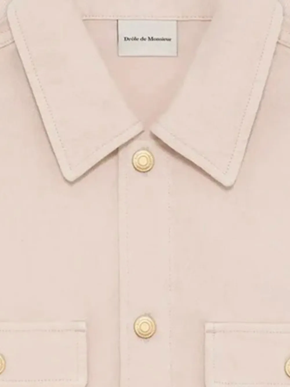 Drôle De Monsieur Denim overhemd met zak knoop Beige