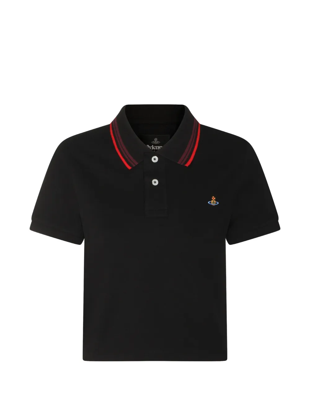 Vivienne Westwood striped-collar logo polo top - Schwarz