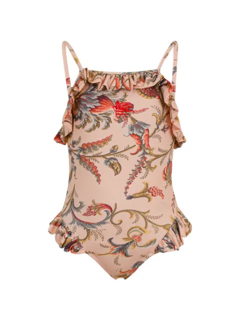 ETRO KIDS Gerüschter Badeanzug mit Blumen-Print