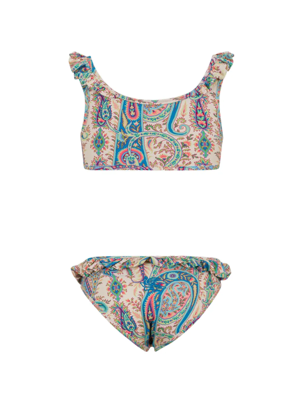  Etro Kids Paisley-print Ruffled Bikini - Neutrals 