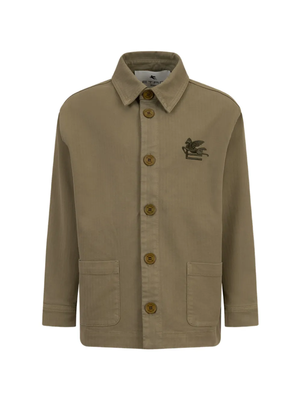 ETRO KIDS Camicia Pegaso con ricamo - Verde