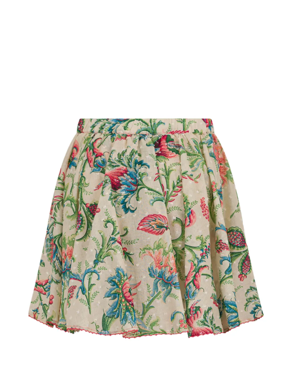 Leafy Floral-Print Skirt
