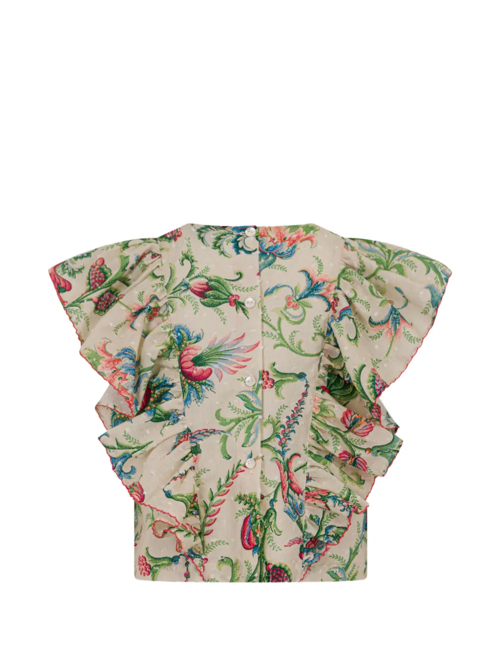  Etro Kids Ruffled Floral Blouse - Neutrals 