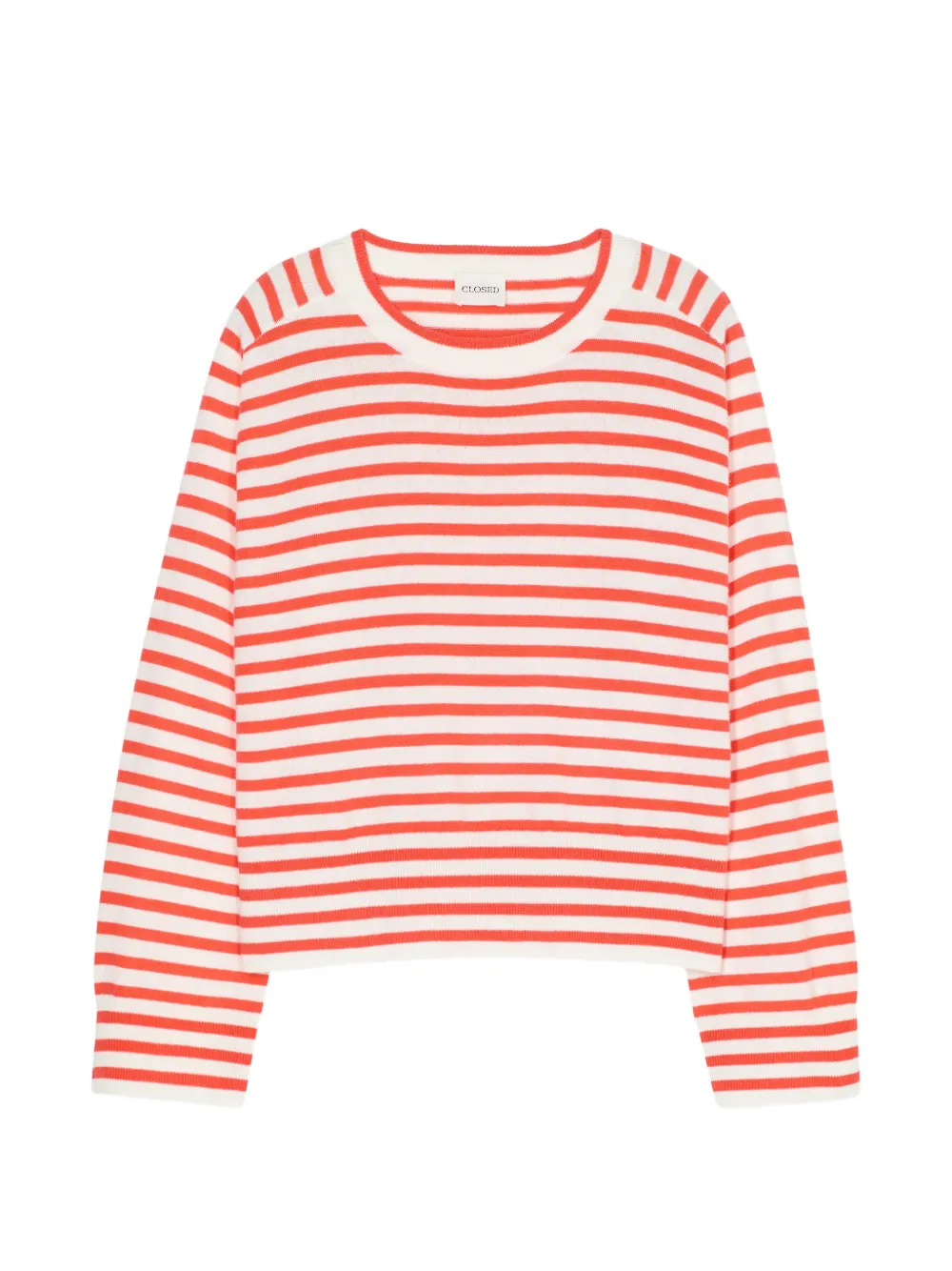 Closed striped crew-neck T-shirt - Rosso