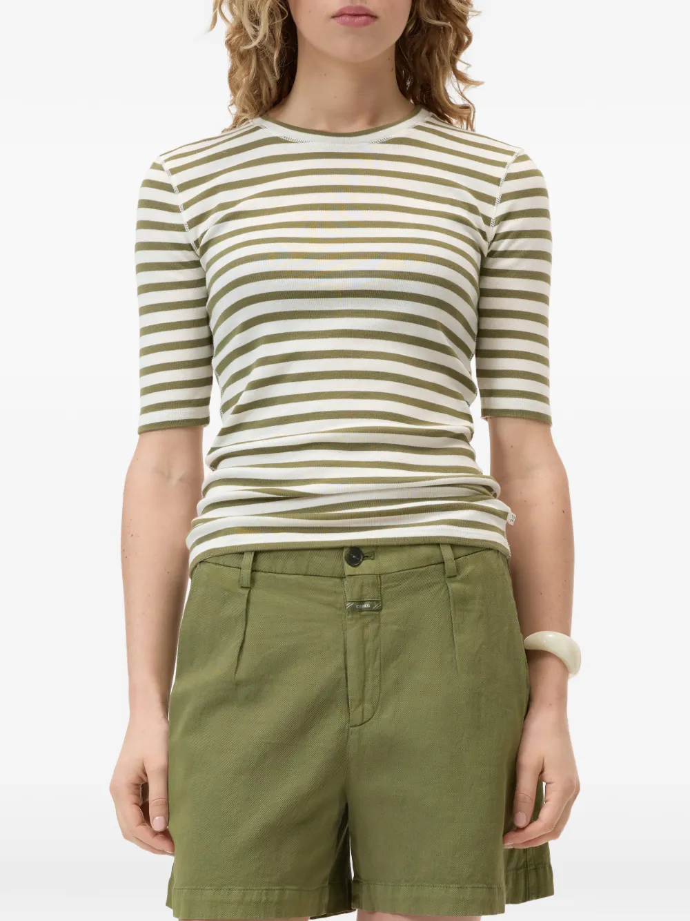 Closed Gestreept T-shirt Groen