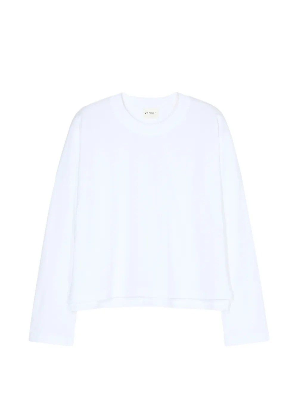 Closed crew-neck long-sleeve T-shirt - Bianco