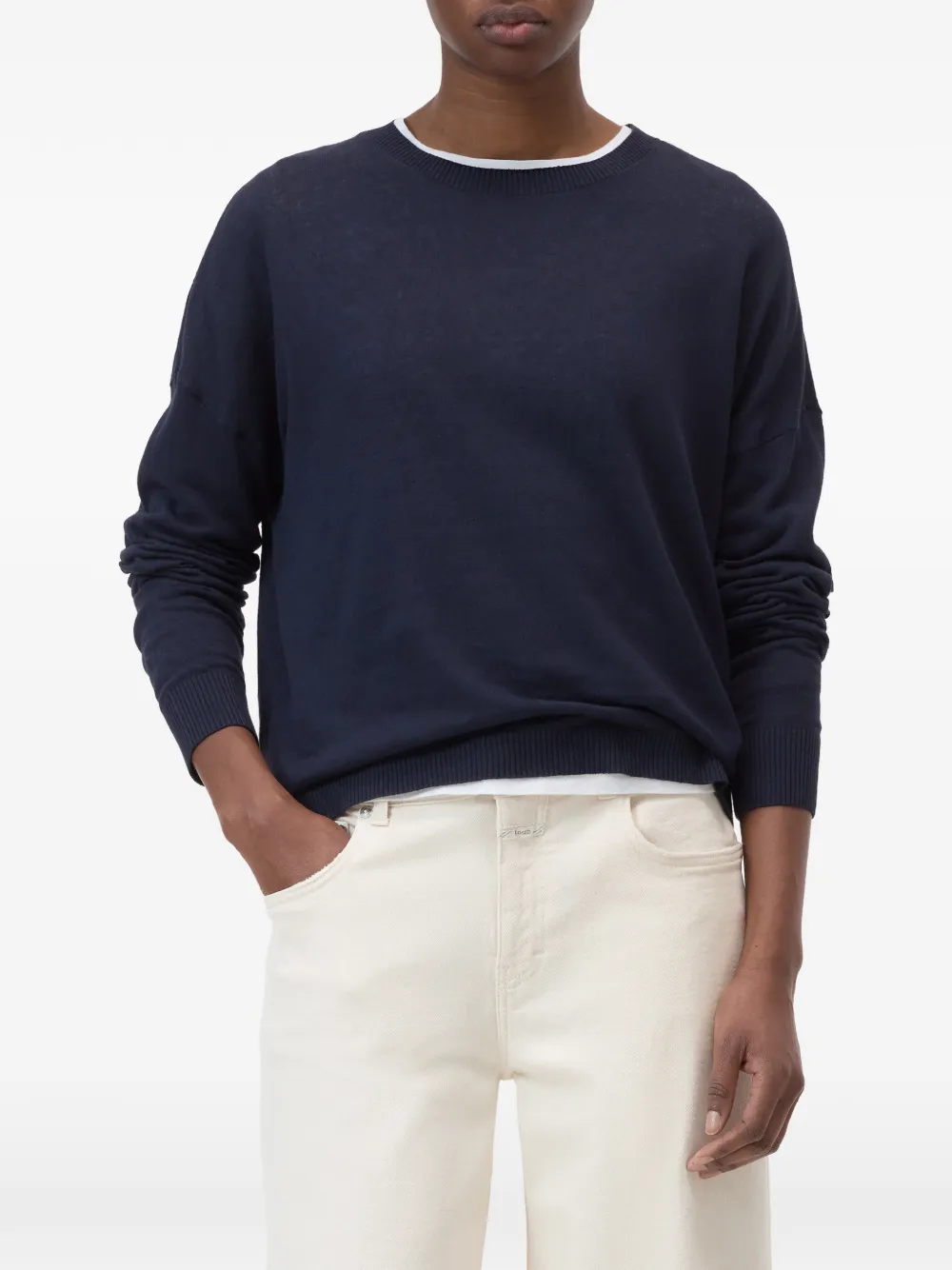  Closed Crew-neck Long-sleeve Sweater - Blue 