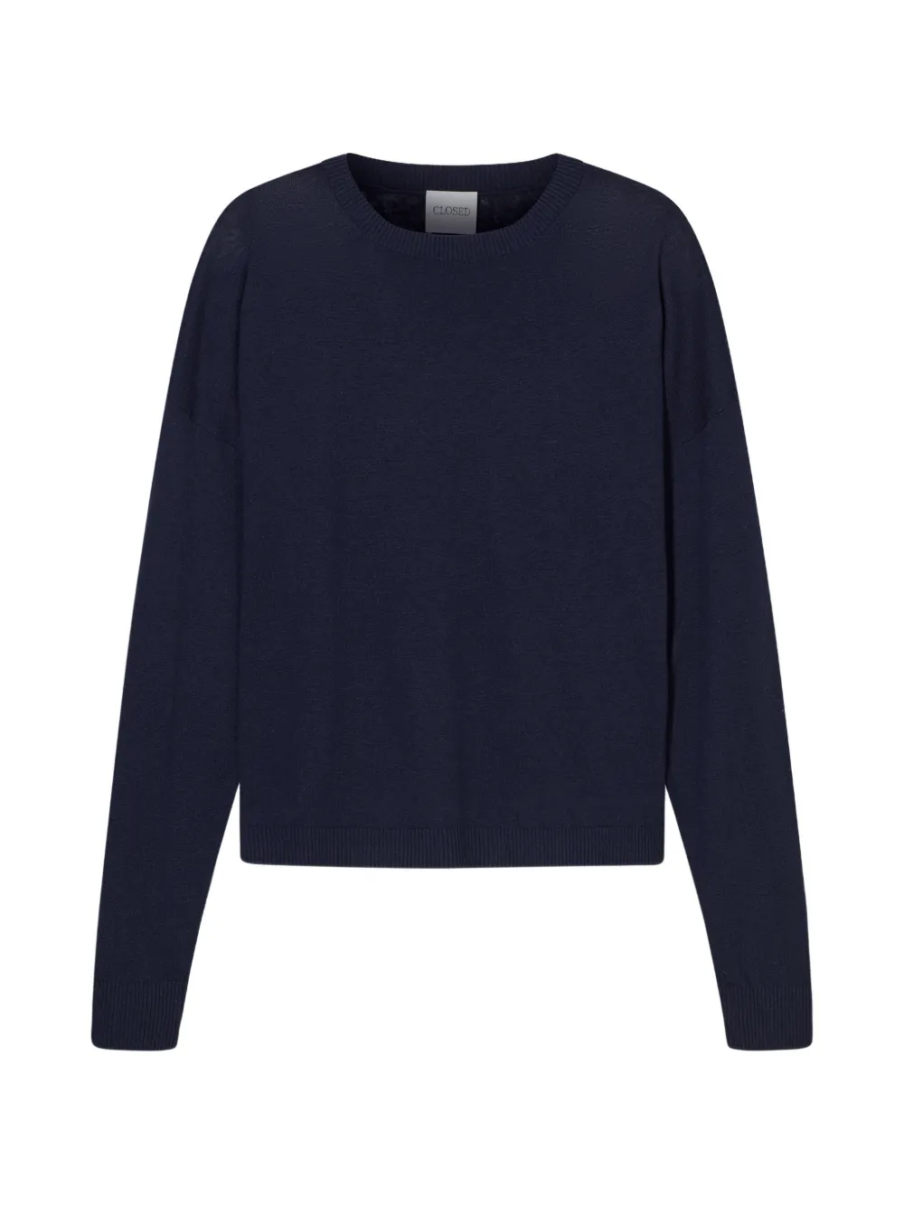 Closed crew-neck long-sleeve sweater - Blu