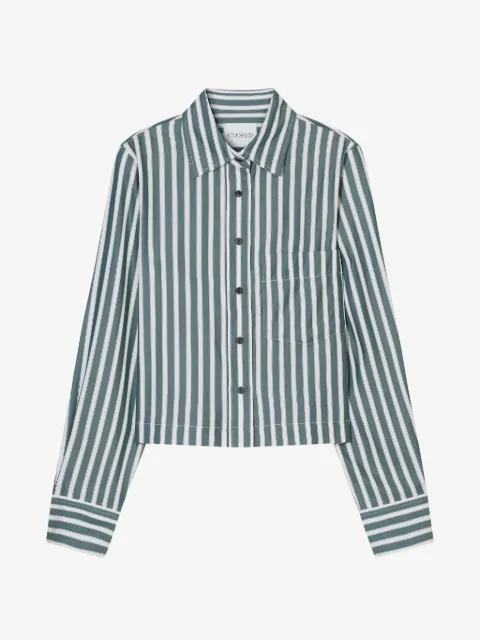 Closed striped cropped classic shirt