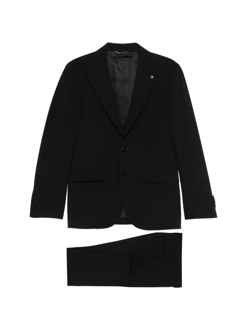 Manuel Ritz lapel-appliqué single-breasted suit - Nero