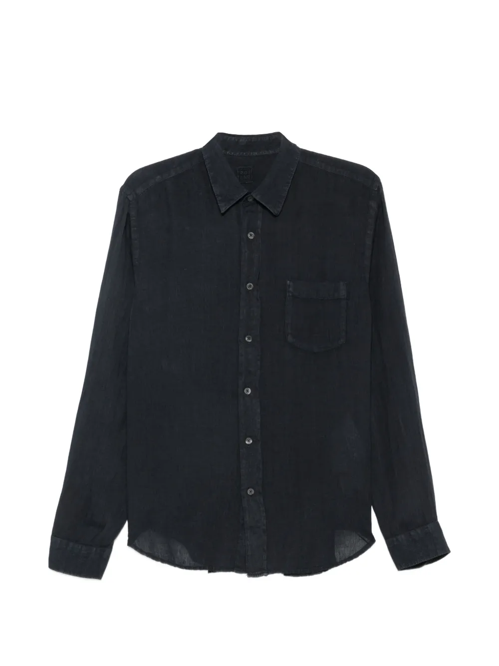 120% Lino contrast-stitch pocket shirt - Blu