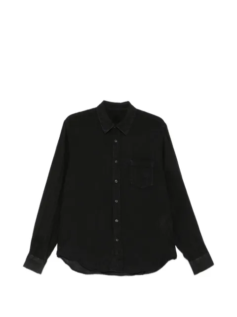 120% Lino camisa con bolsillo en el pecho