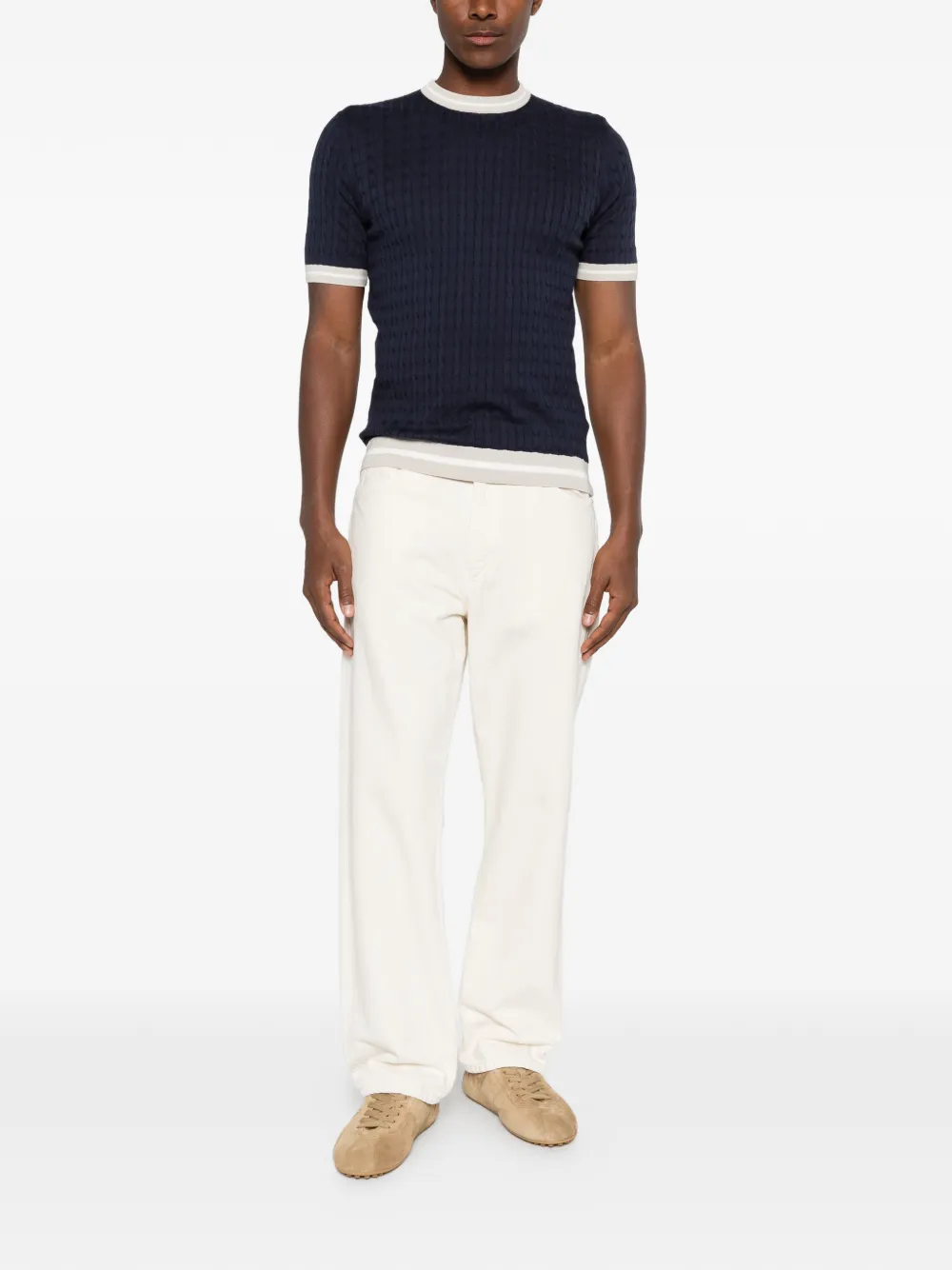 Eleventy cable-knit T-shirt - Blu