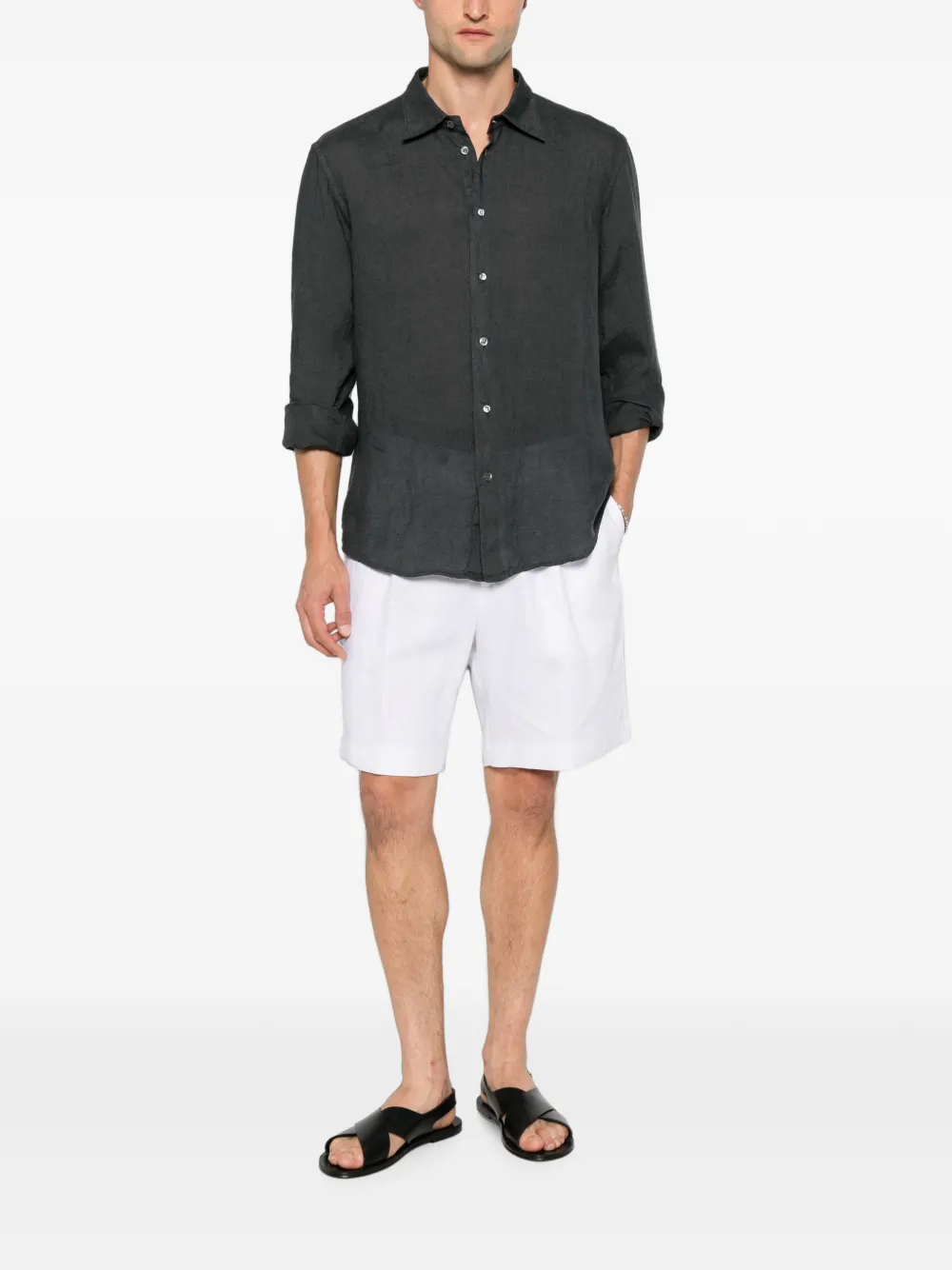 michael coal Shorts met knoopsluiting en geplooide voorkant Wit