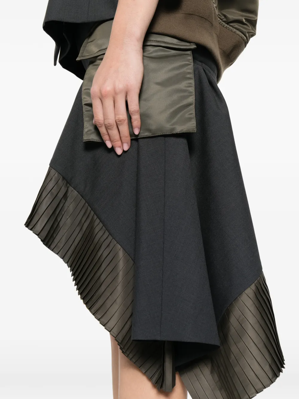 sacai Rok met asymmetrische afwerking Zwart