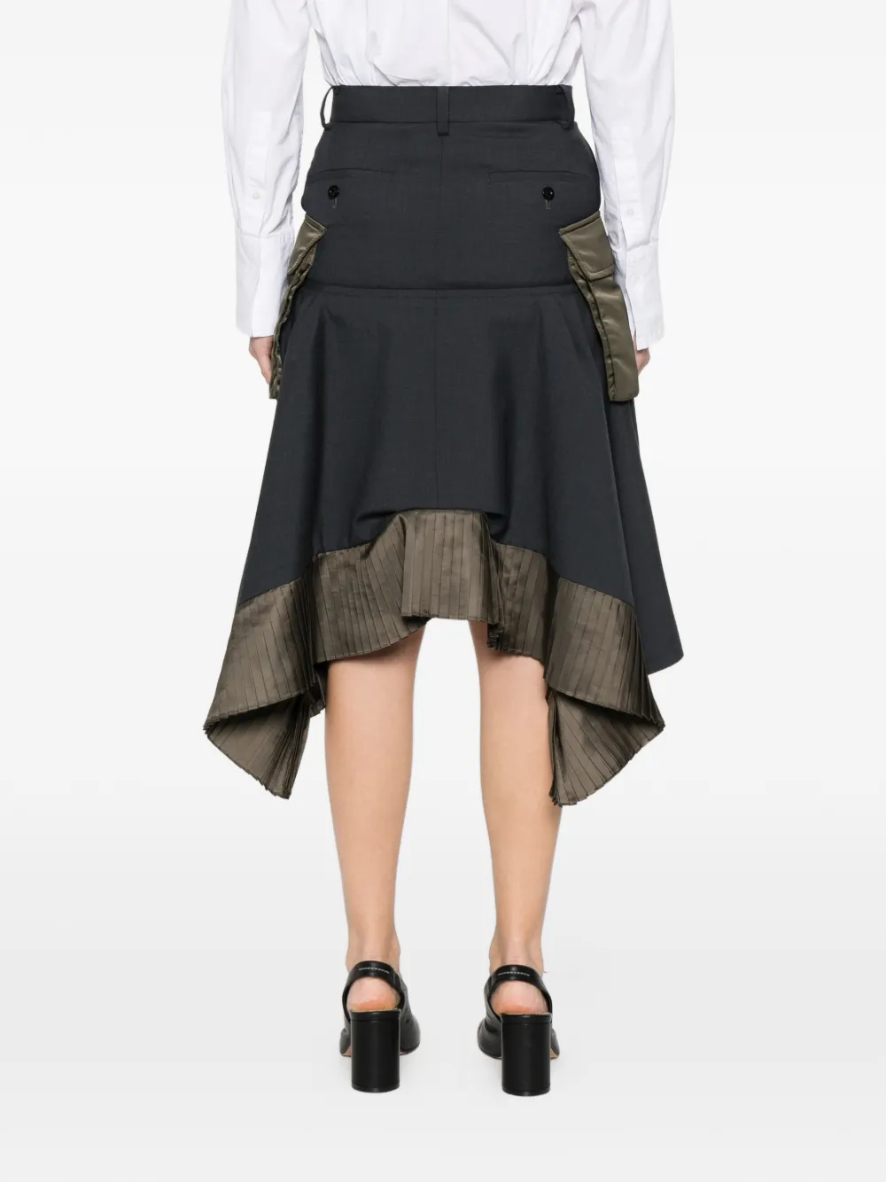 sacai Rok met asymmetrische afwerking Zwart