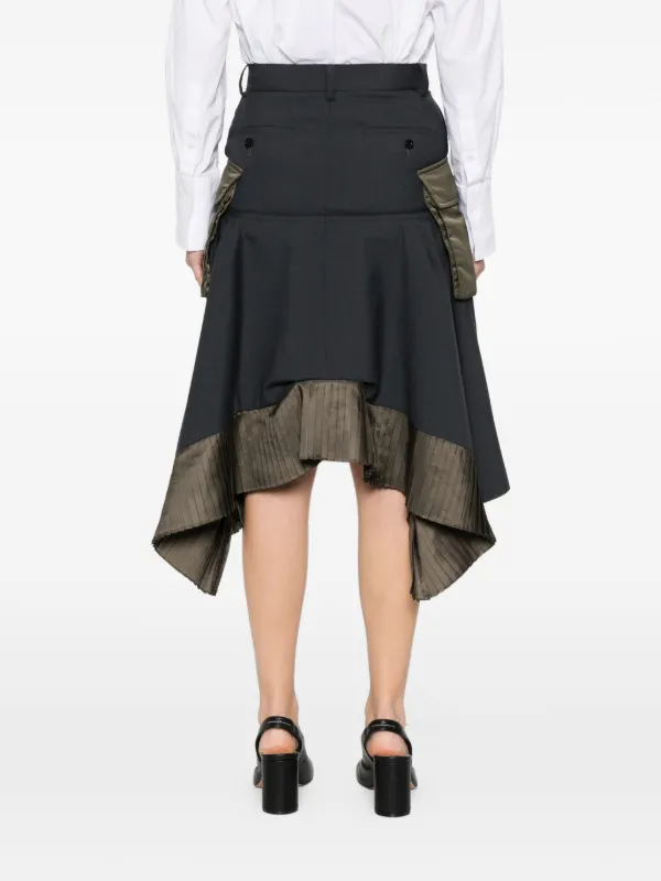 Sacai アシンメトリーヘム スカート | ブラック | FARFETCH JP