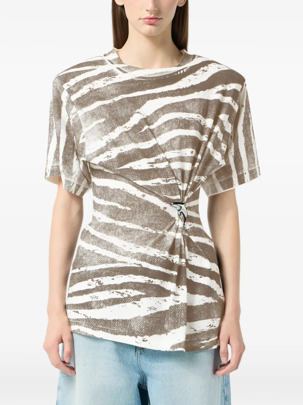 Blumarine T-shirt met dolfijn broche Bruin