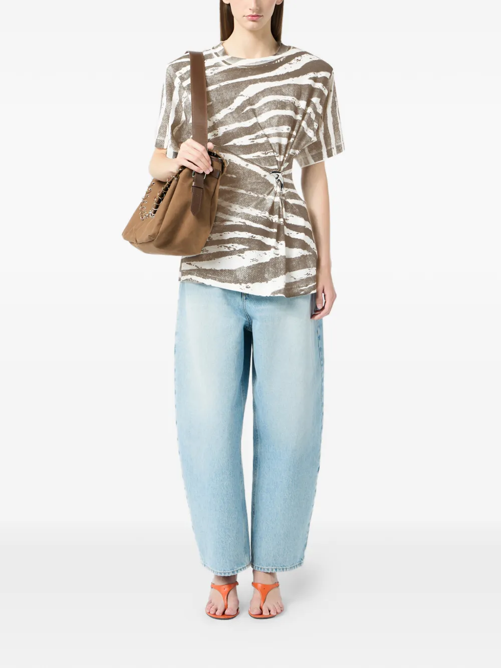 Blumarine T-shirt met dolfijn broche Bruin