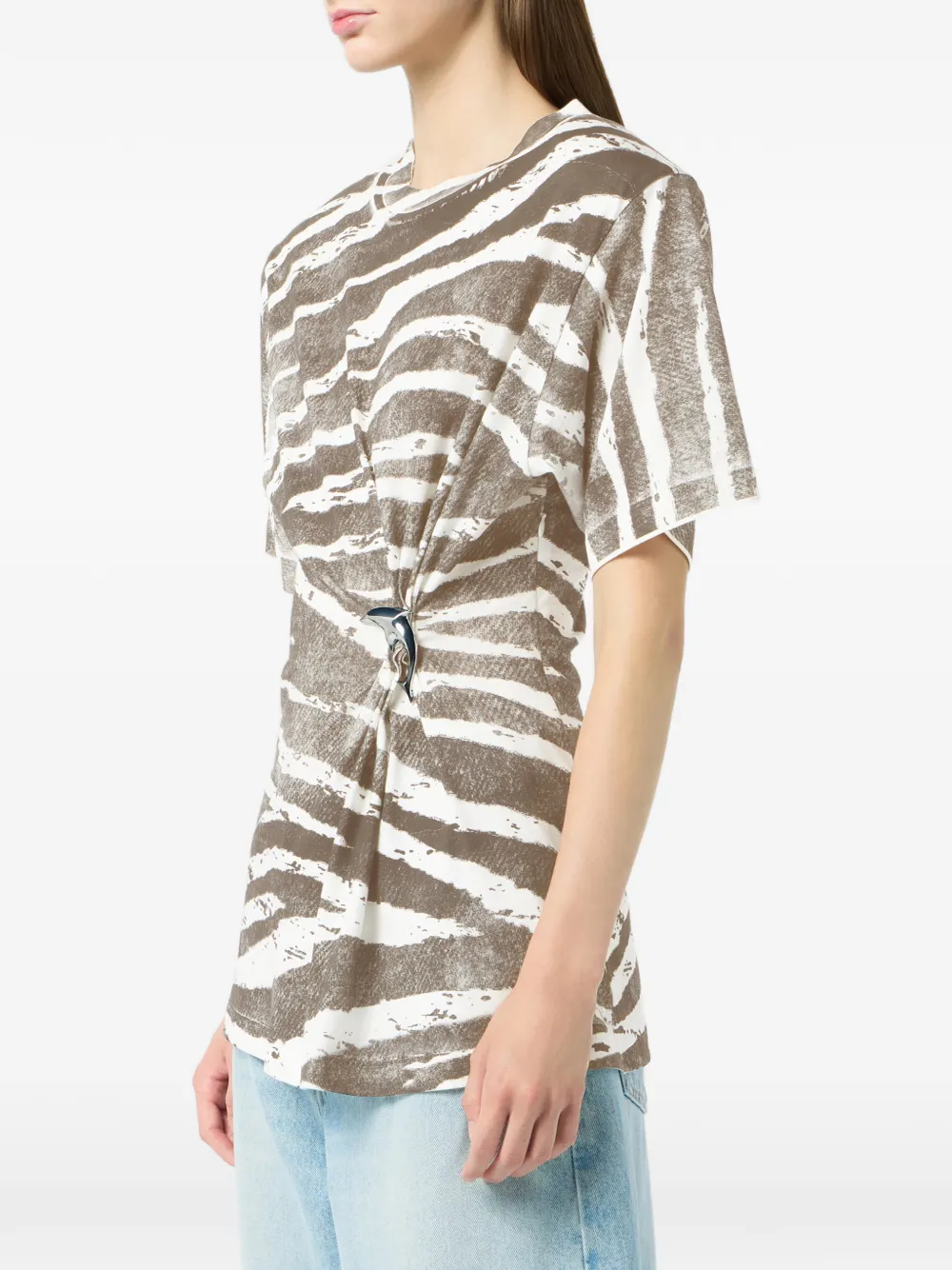 Blumarine T-shirt met dolfijn broche Bruin