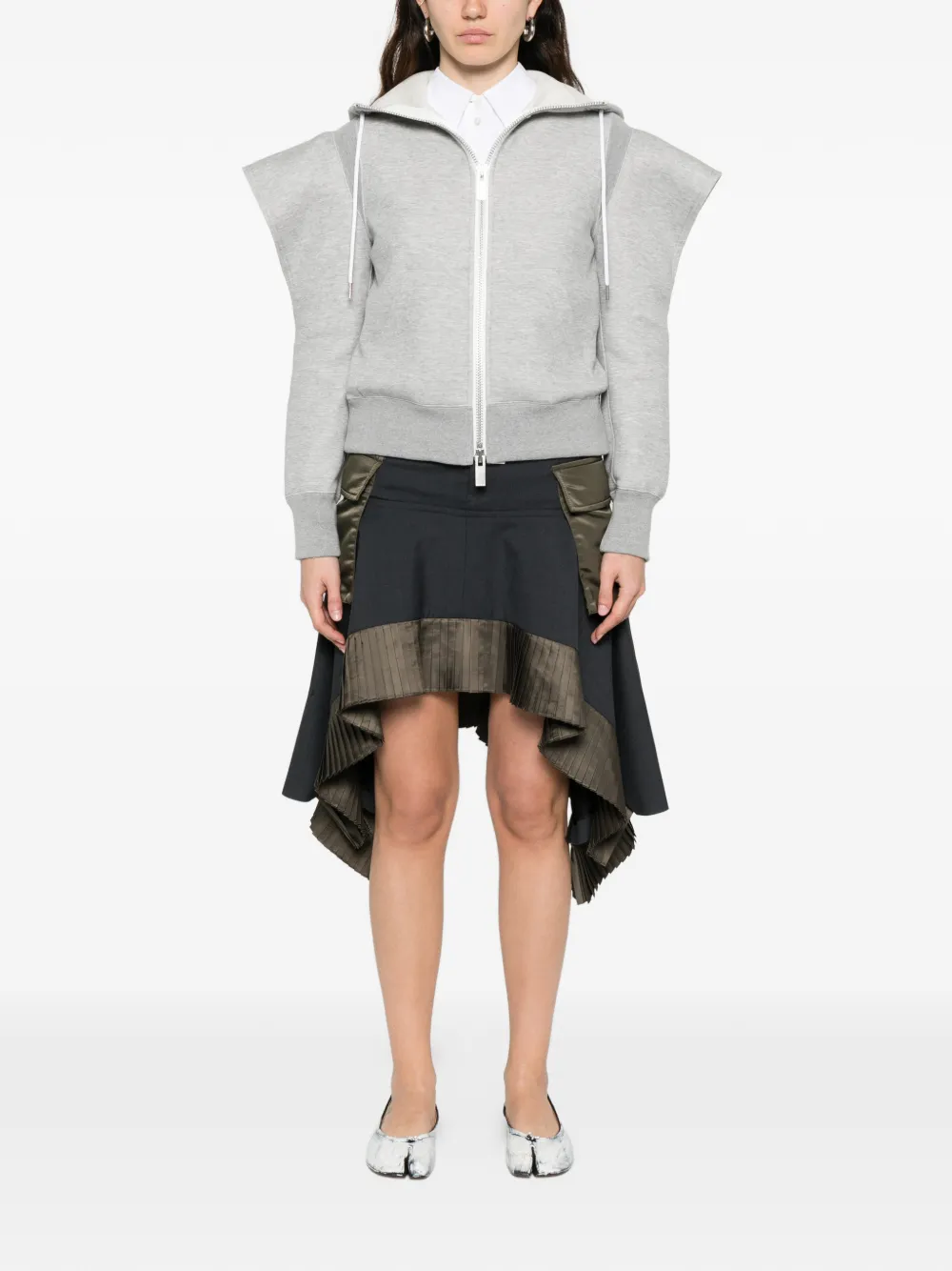 Sacai zip sponge sweatshirt - Grijs