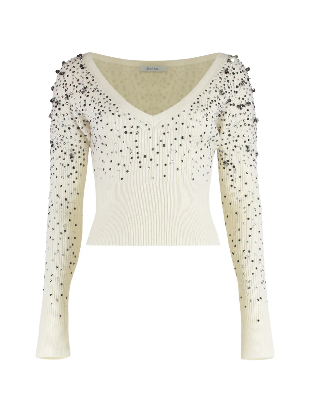 Max Mara beaded V-neck sweater - Nude