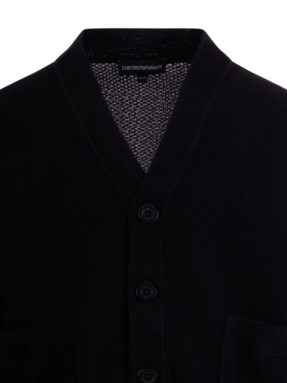 Emporio Armani Kids Vest met V-hals en knoop Zwart