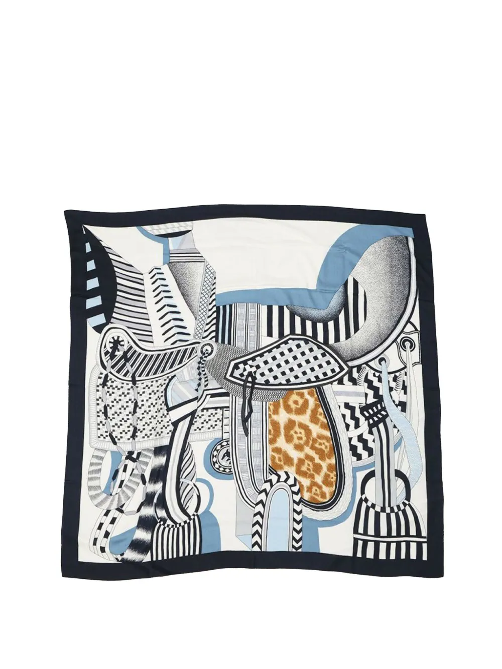 Hermès Pre-Owned 2000-2020 La Selle Imaginaire Cashmere Silk Shawl 140 scarves - Nero