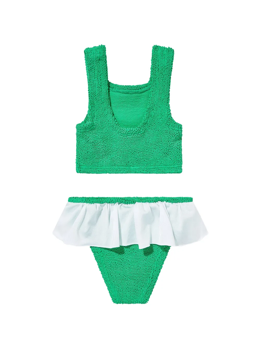  Hunza G Kids Ruffled Textured Bikini - Green 