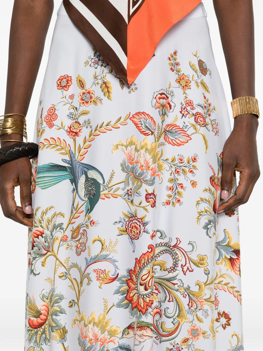 ETRO Maxi-rok met halve cirkel en bloemenprint Blauw