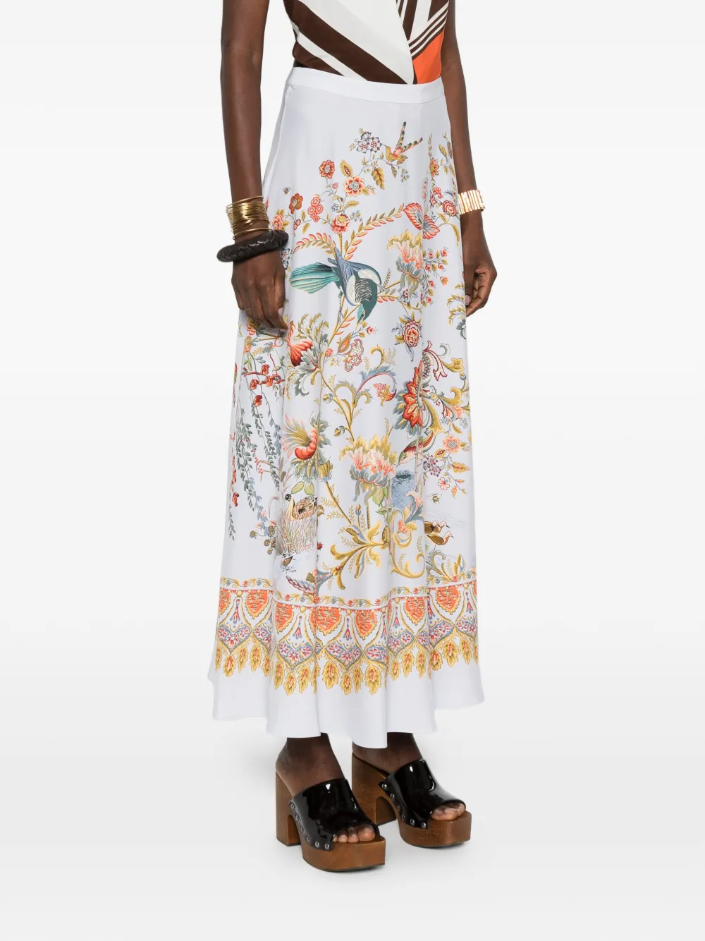  Etro Floral Half-circle Maxi Skirt - Blue 