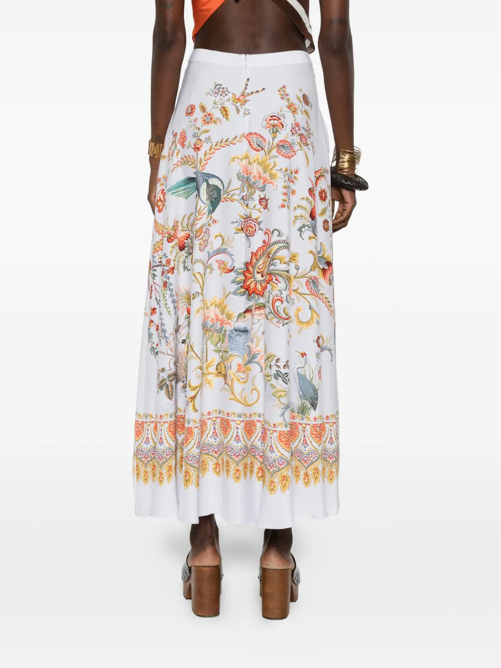 ETRO Maxi-rok met halve cirkel en bloemenprint Blauw