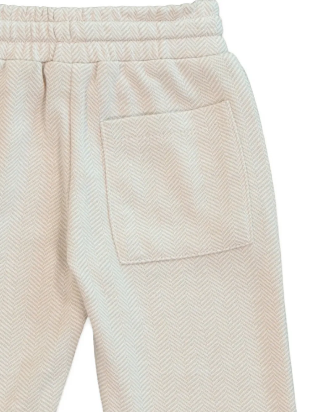  Mininio Herringbone Drawstring Casual Trousers - Neutrals 