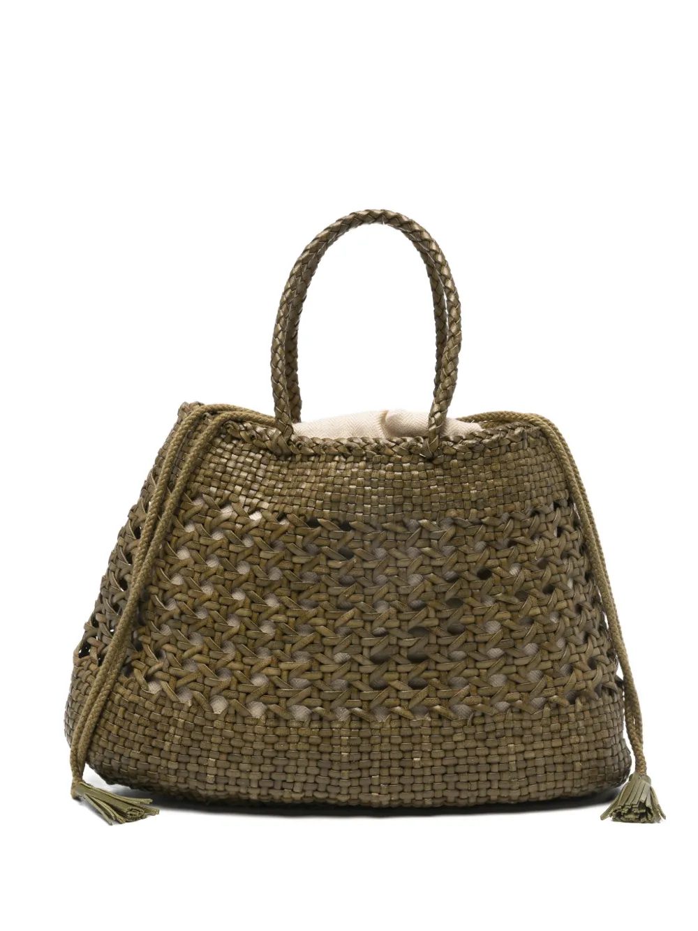 DRAGON DIFFUSION Santa Cano woven braided tote bag - Verde