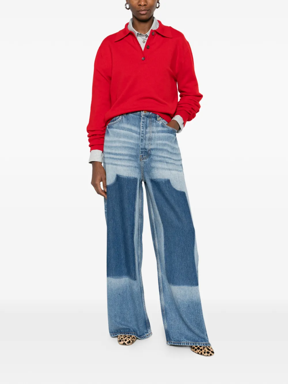 GANNI Jeans met wijde pijpen Blauw