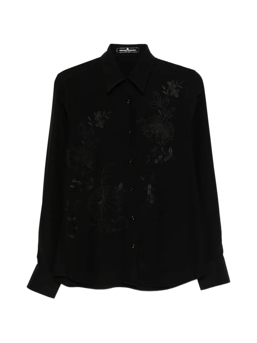 Ermanno Scervino floral-embroidered silk shirt - Nero