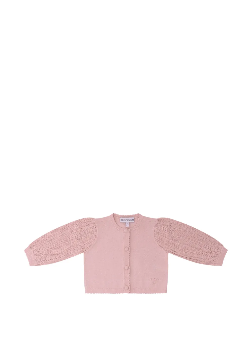 Emporio Armani Kids scallop-trim puff-sleeve cardigan - Rosa
