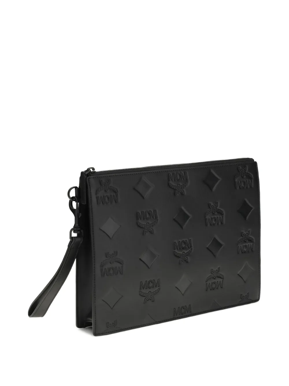 MCM logo-pattern clutch bag - Zwart